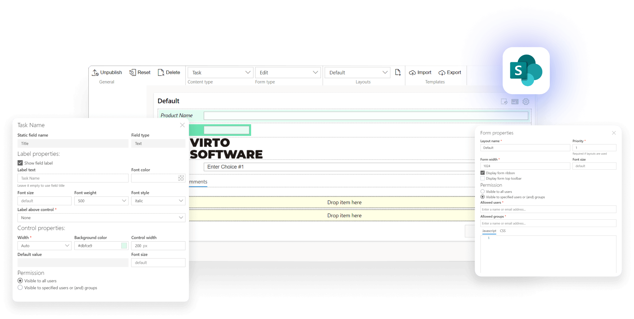 forms designer for sharepoint online interface