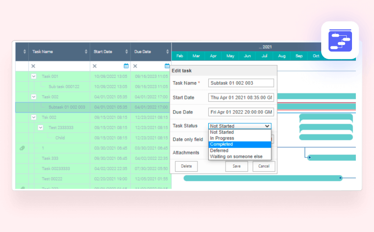 Virto Gantt Chart Web Part