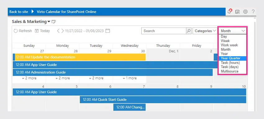 Virto Calendar views