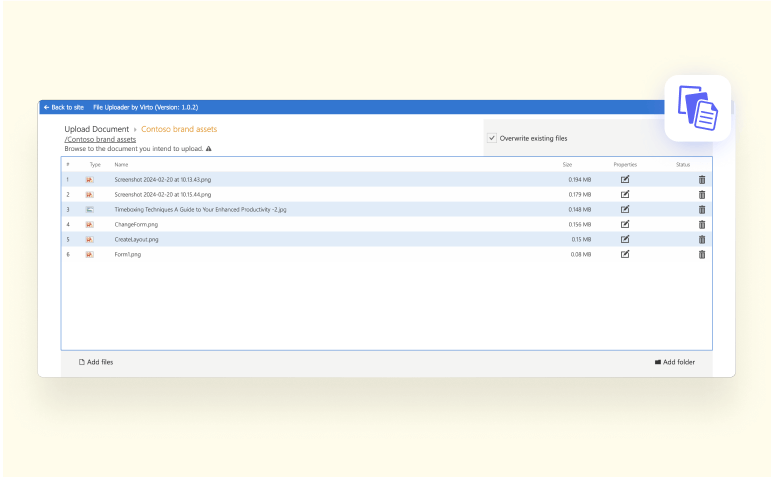 Virto Multiple File Uploader App