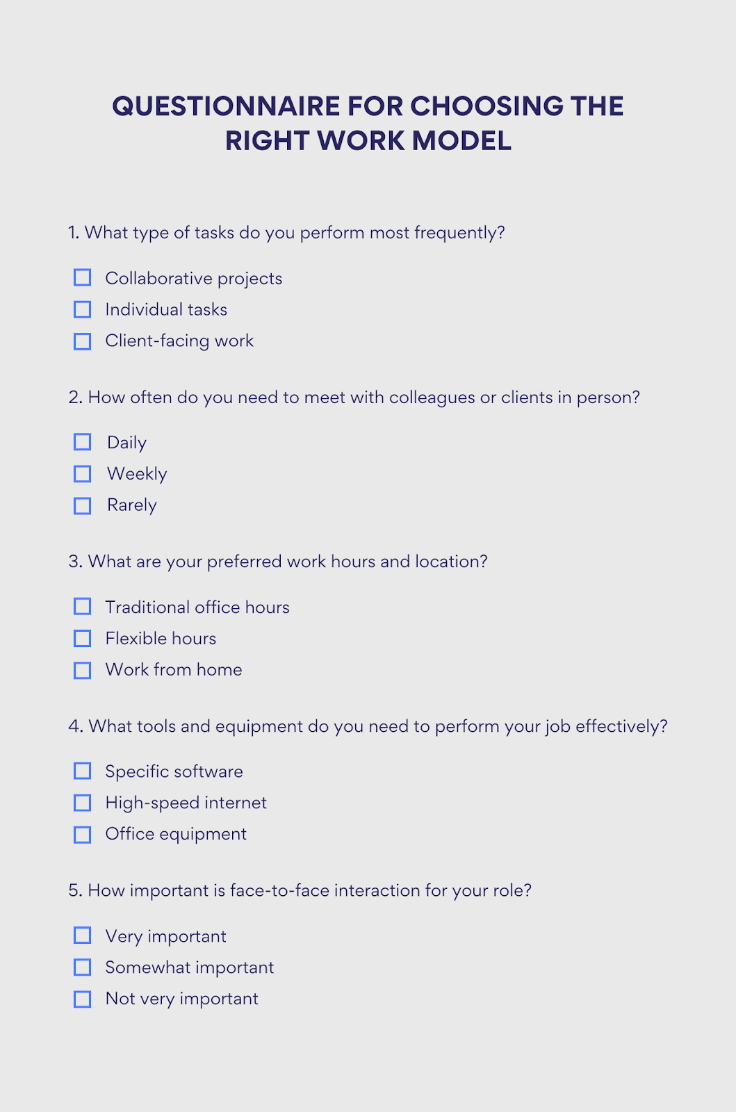 Pic. 1. Questionnaire for choosing the right model. 