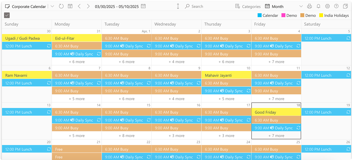 Sample Virto Calendar App