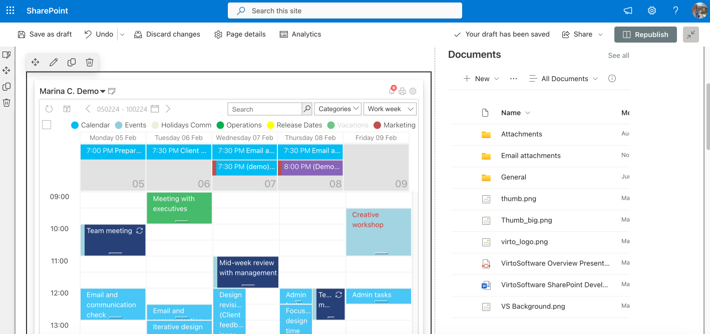 Virto Calendar in SharePoint