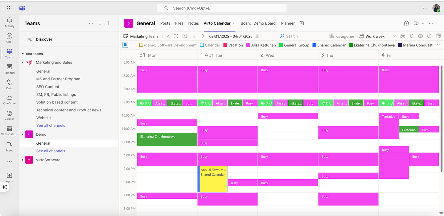 Virto Calendar within Teams