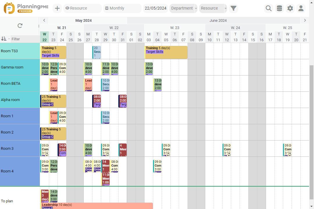 PlanningPME monthly events schedule
