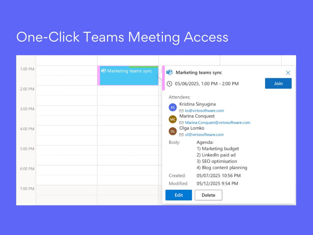 one-click teams meeting access