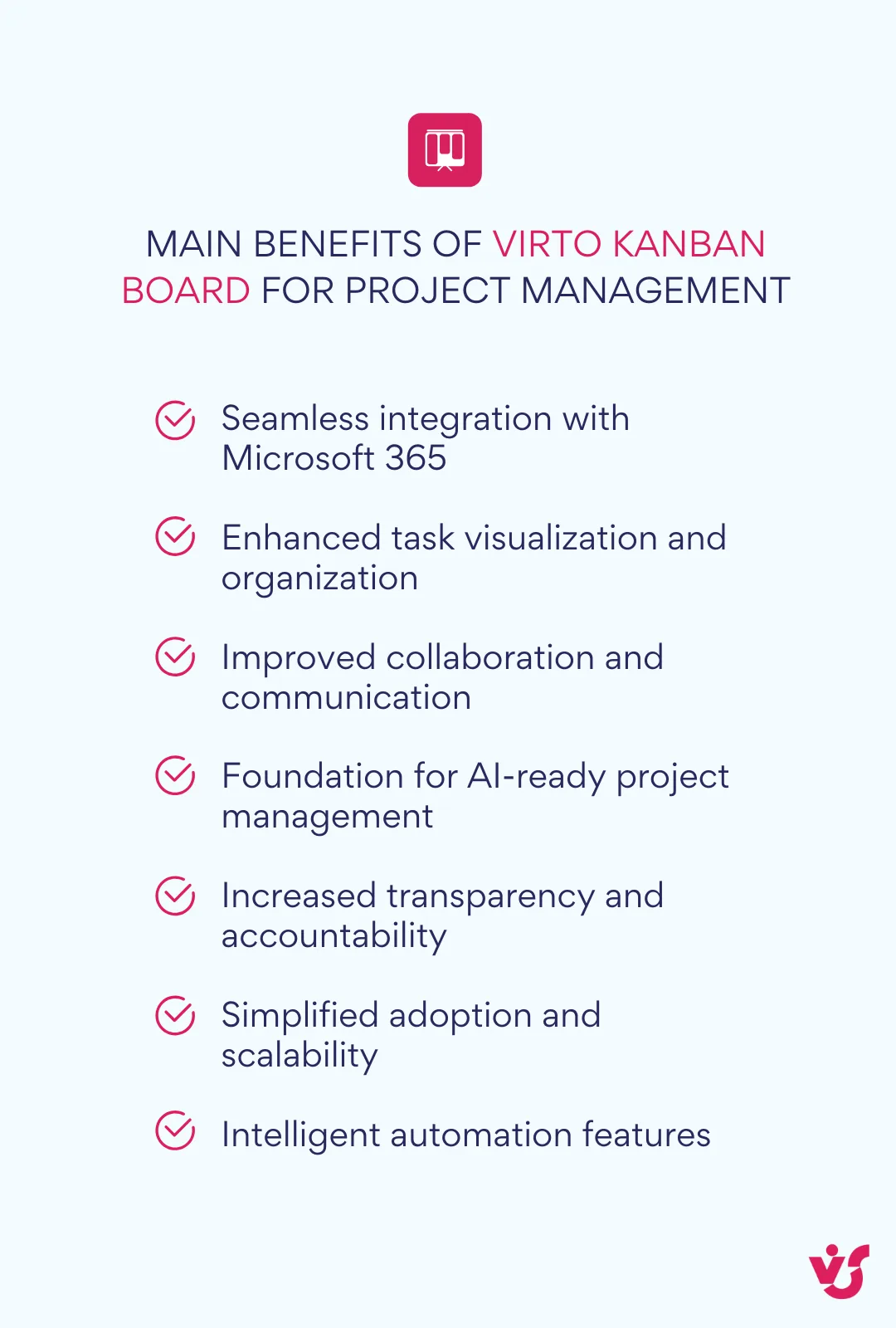 Main benefits of Virto Kanban board for project management