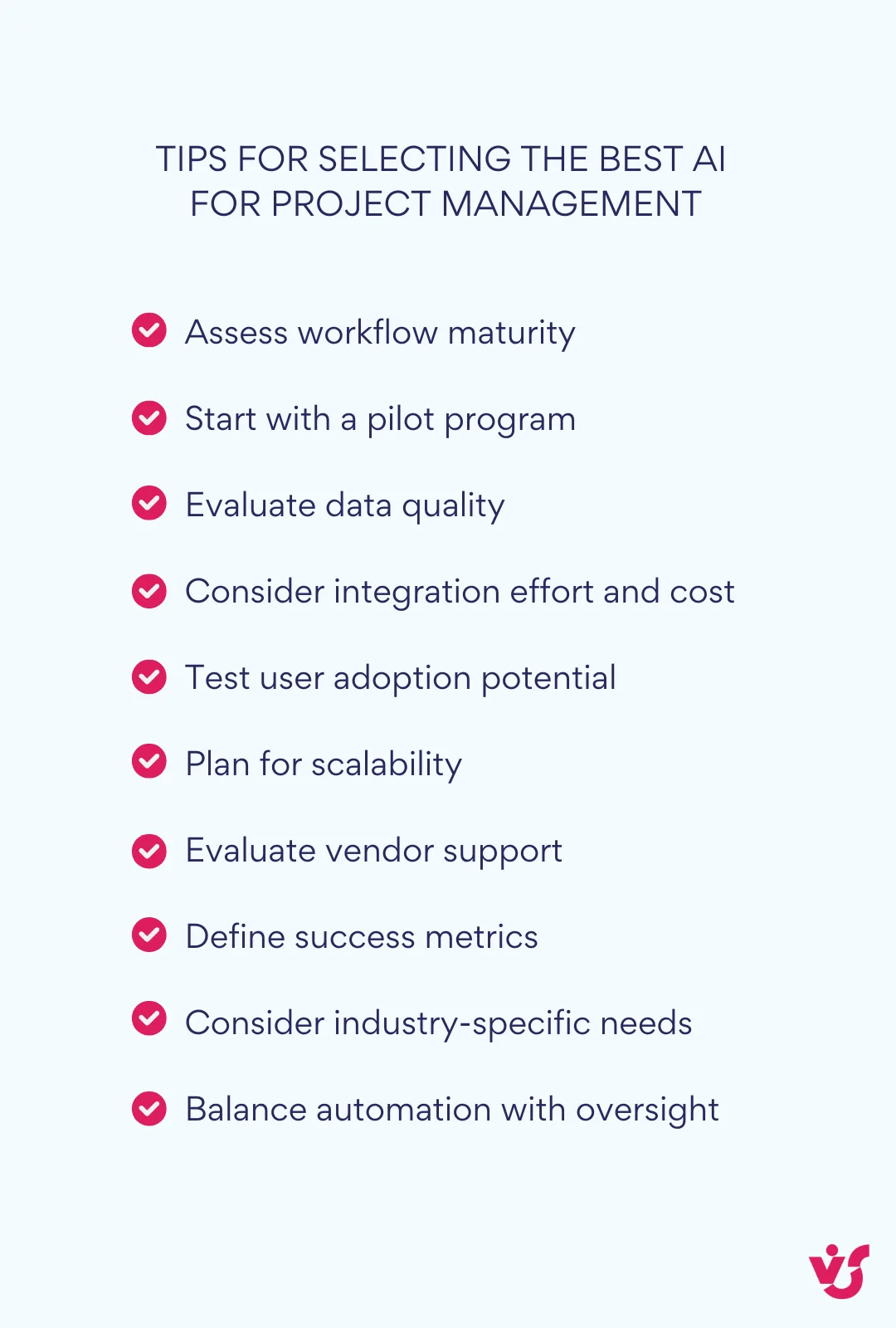 Tips for selecting the best AI for project management.