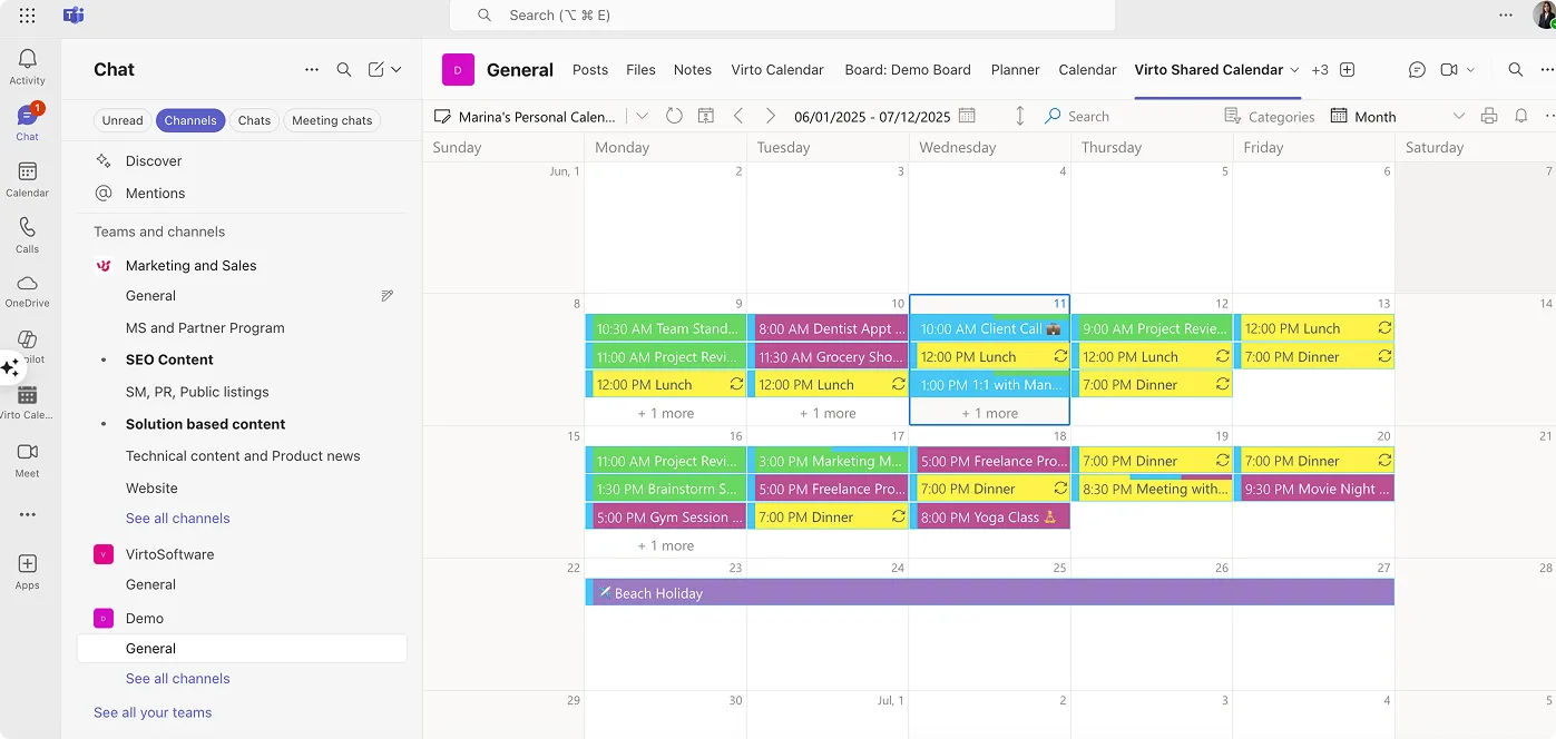 Virto Shared Calendar.