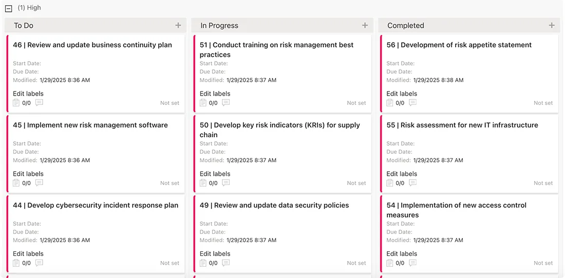 Example Virto Kanban Board.
