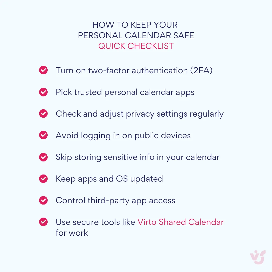 How to keep your personal calendar safe: quick checklist.