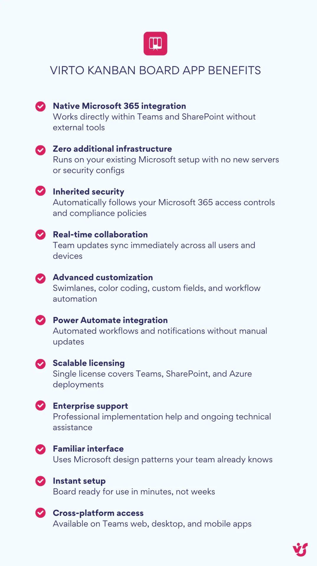 Virto Kanban Board App Benefits.