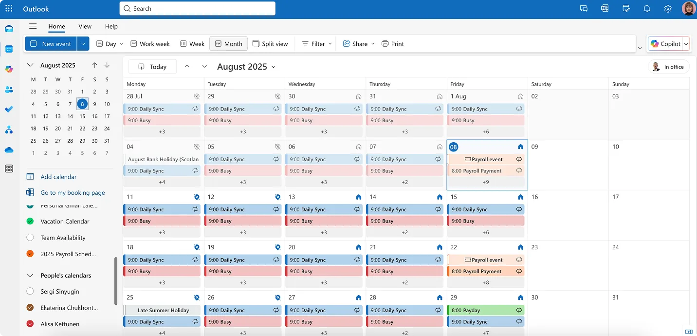 Outlook calendar