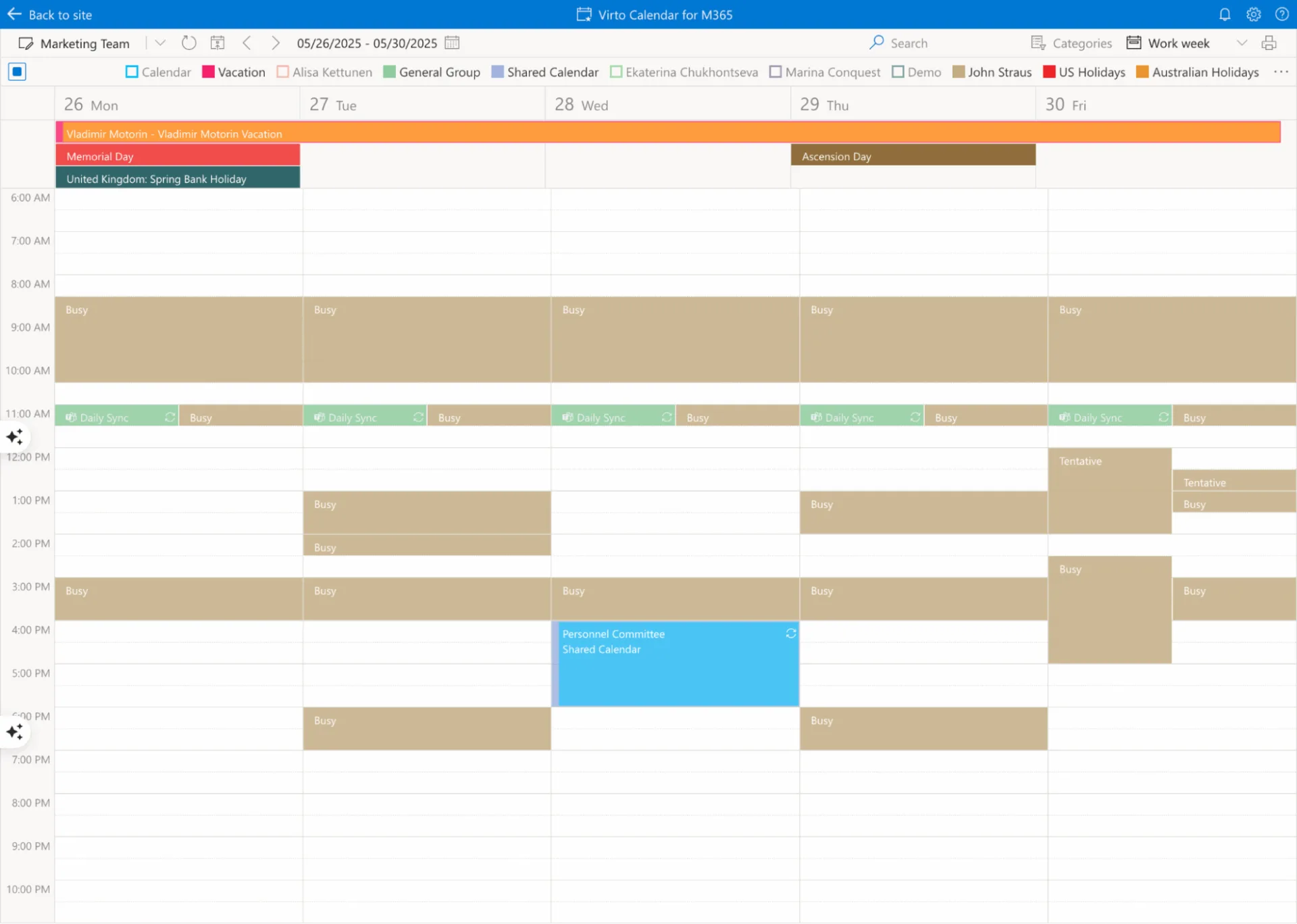 Sample Virto Calendar.