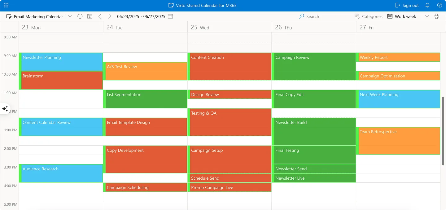 Sample Virto Shared Calendar