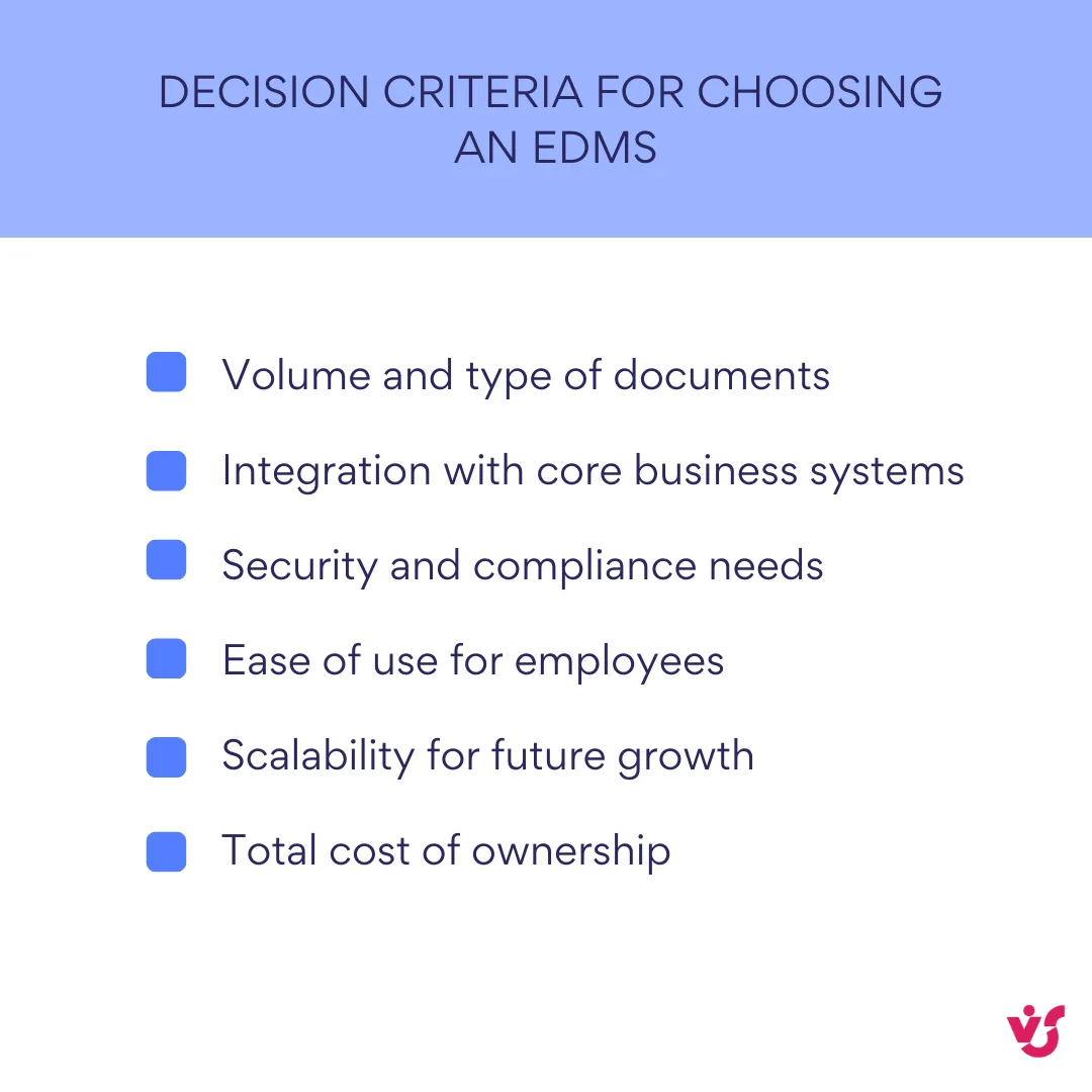 Decision criteria for choosing an EDMS