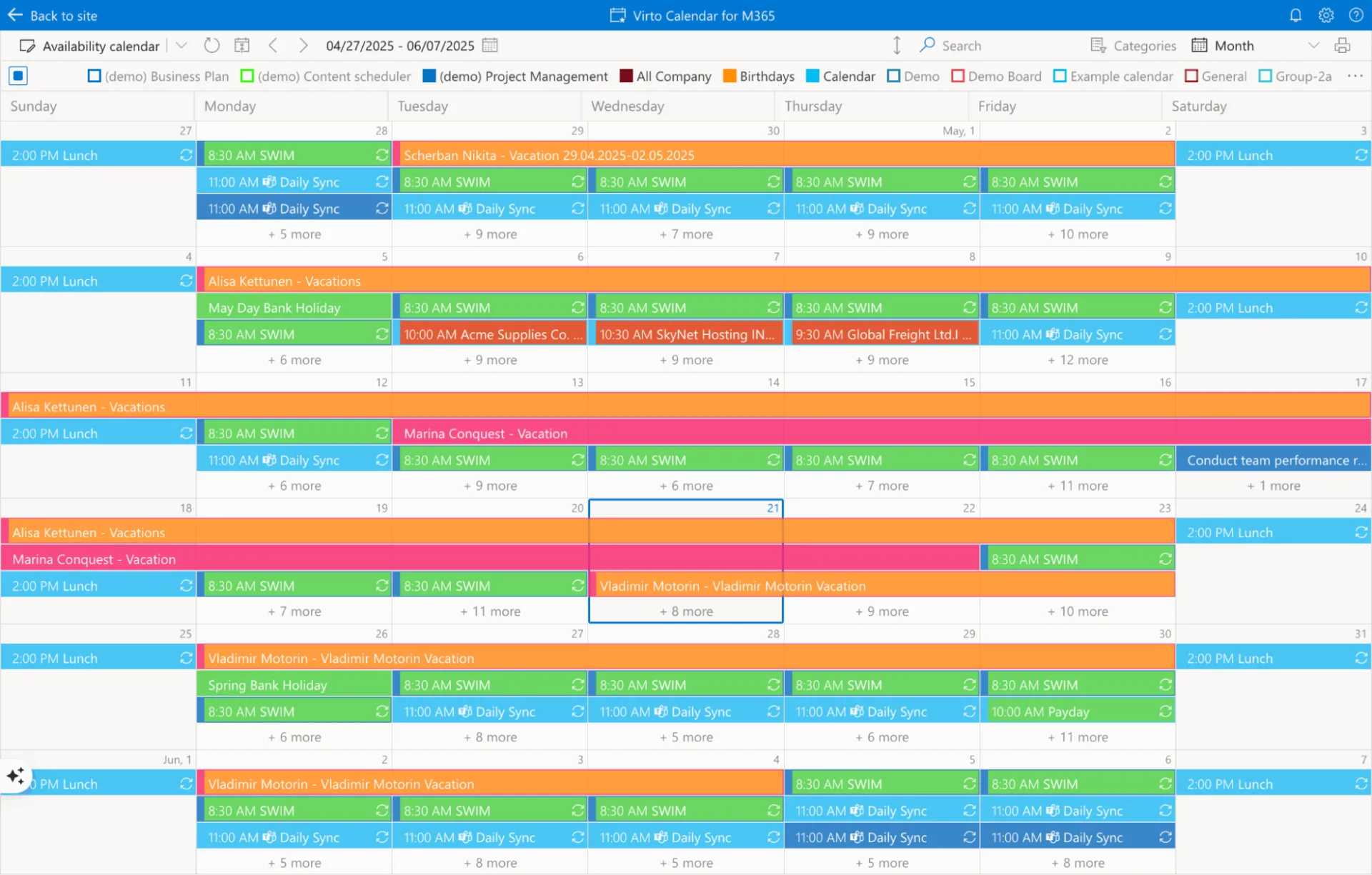 Example Virto Calendar