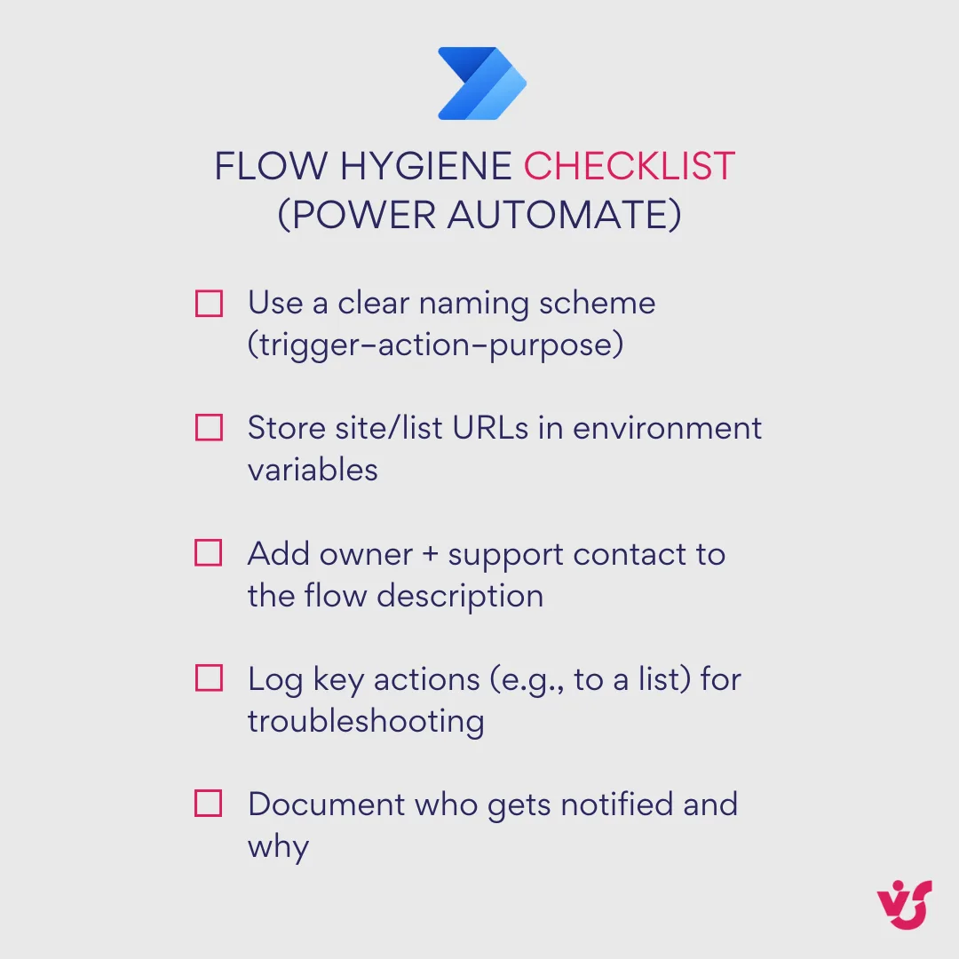 Flow hygiene checklist (Power Automate)