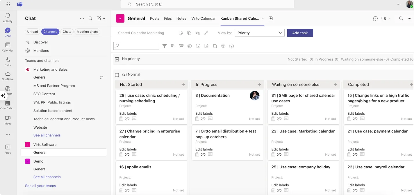 Sample Kanban Board App in Teams