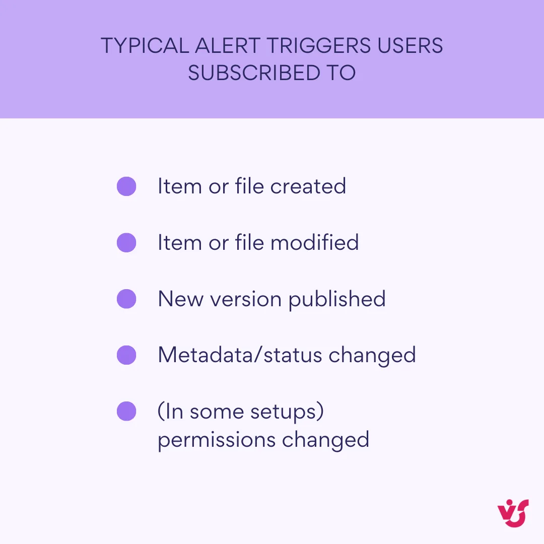 Typical alert triggers users subscribed to