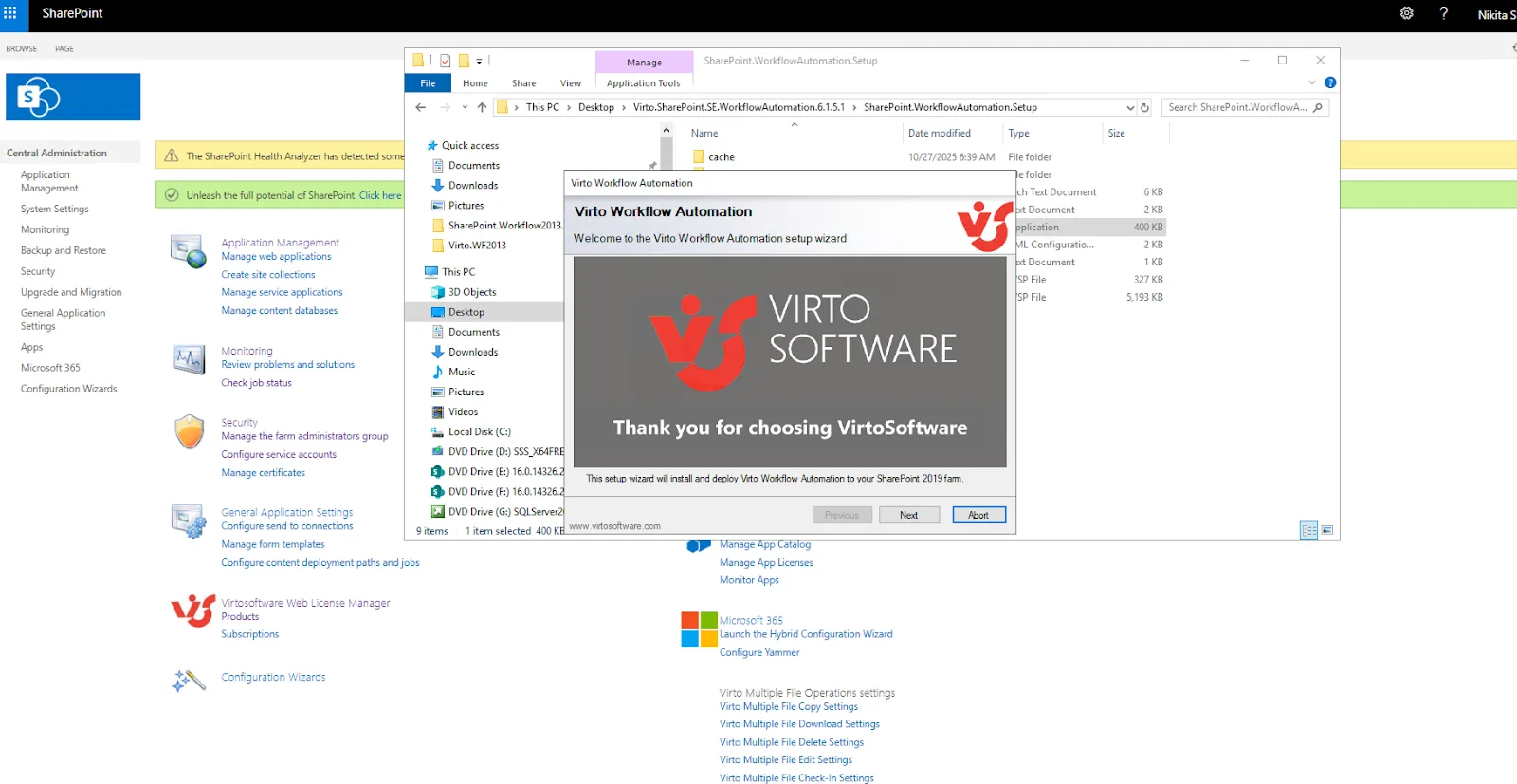 Installing Virto Workflow Automation as one package.