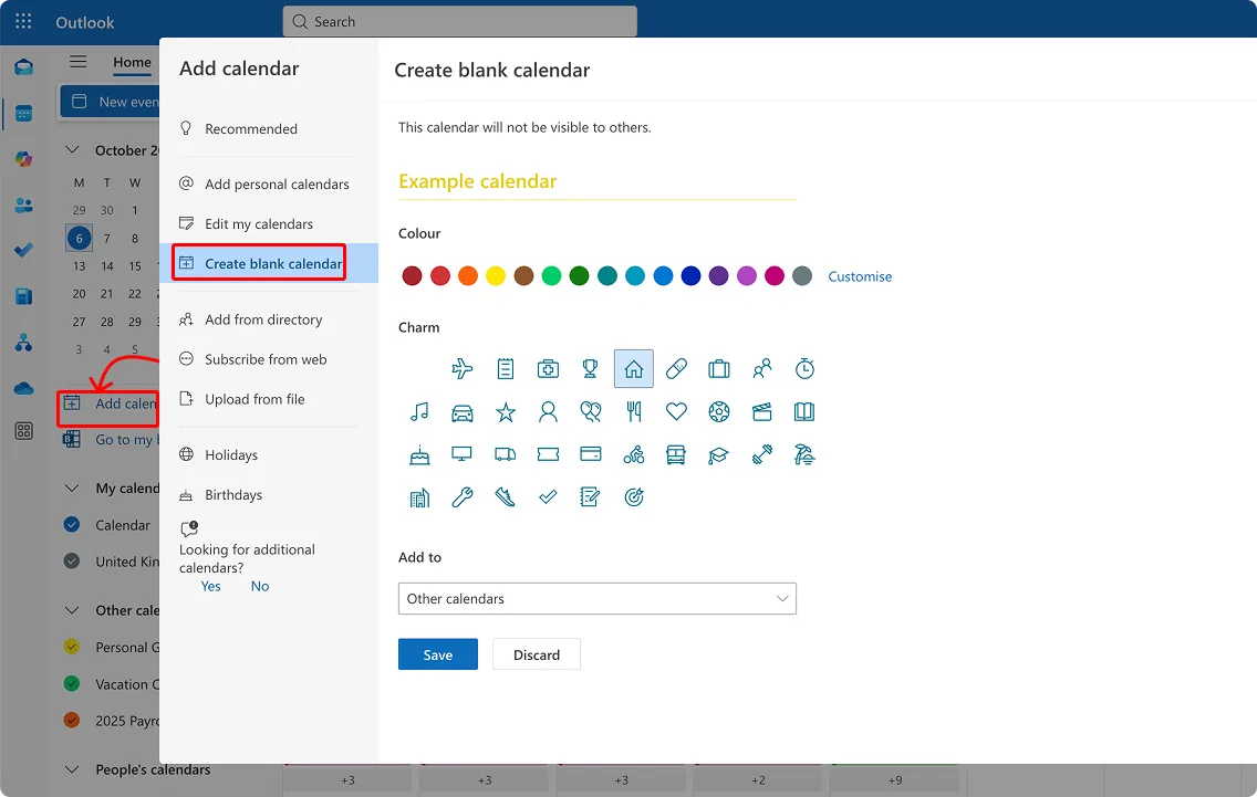 Creating a blank calendar