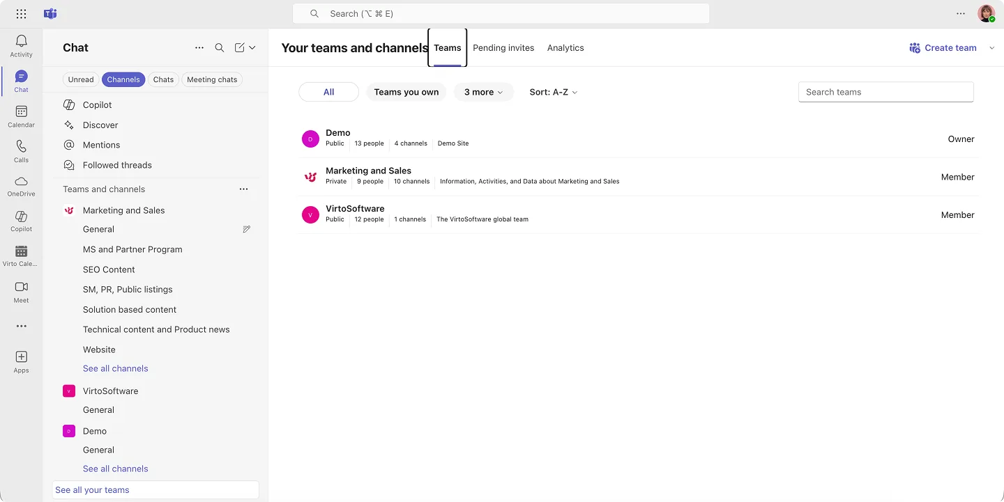 Creating a team in MS Teams