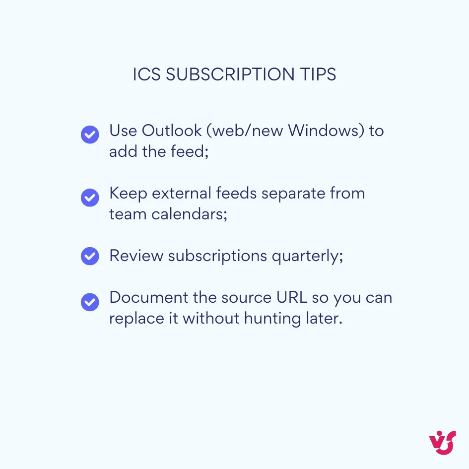 ICS subscription tips
