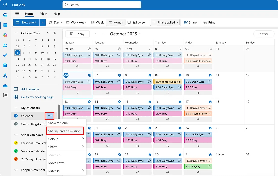 Navigating to ‘Sharing and permissions’