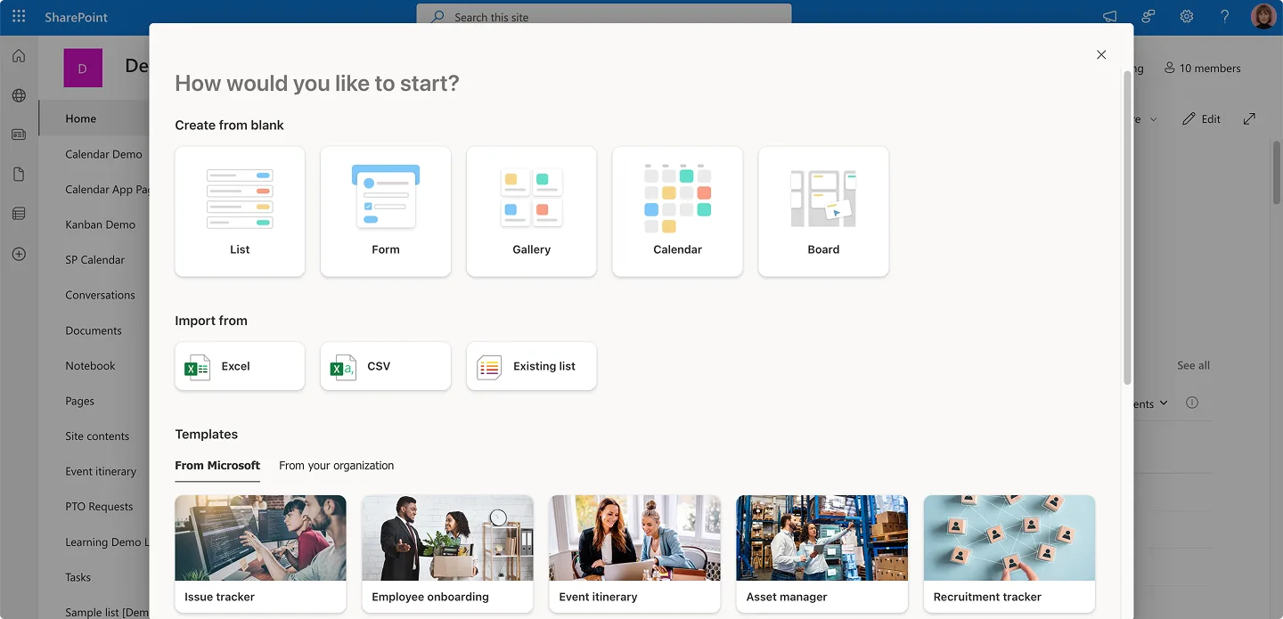 Picking up a blank list or template