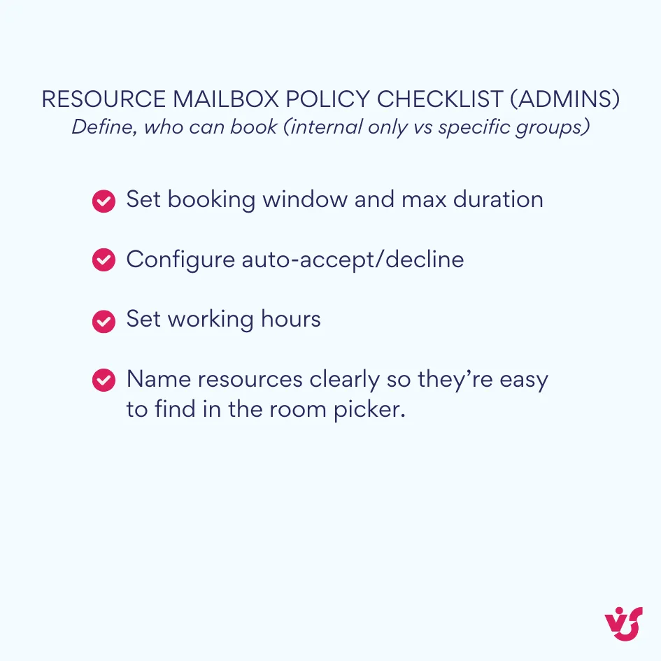 Resource mailbox policy checklist