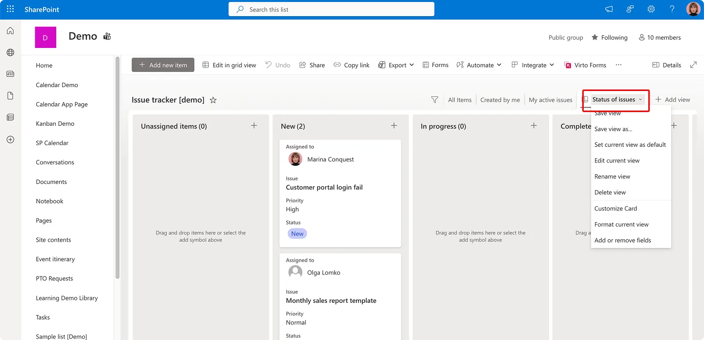 Viewing your list as a Kanban board