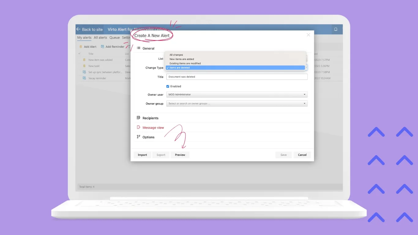 Virto Notifications & Alerts Web Part