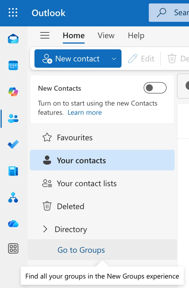 Where to find group setting in Outlook