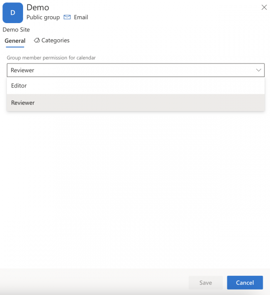 modifying permissions in Virto Calendar